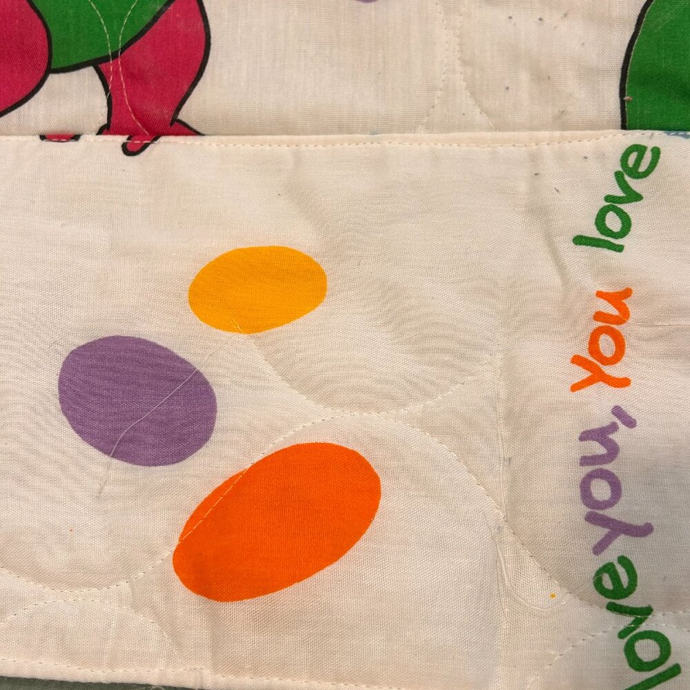 Vintage Barney Comforter Hand Made Toddler Bedding - Picture 5 of 8